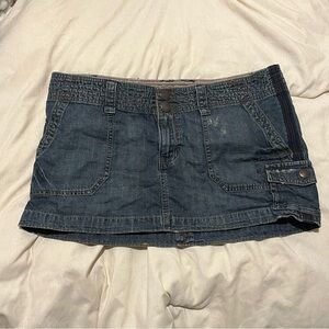 vintage y2k low rise denim cargo mini skirt